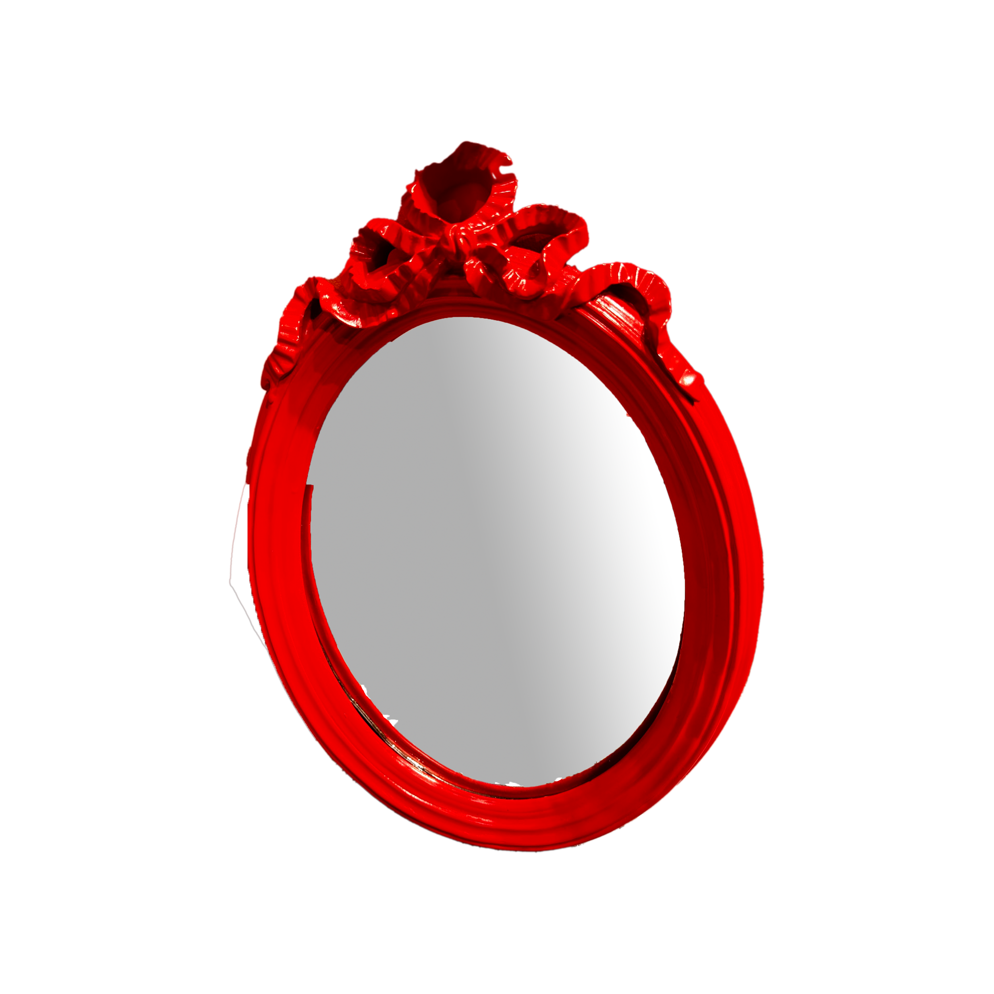 Oval Red Mirror