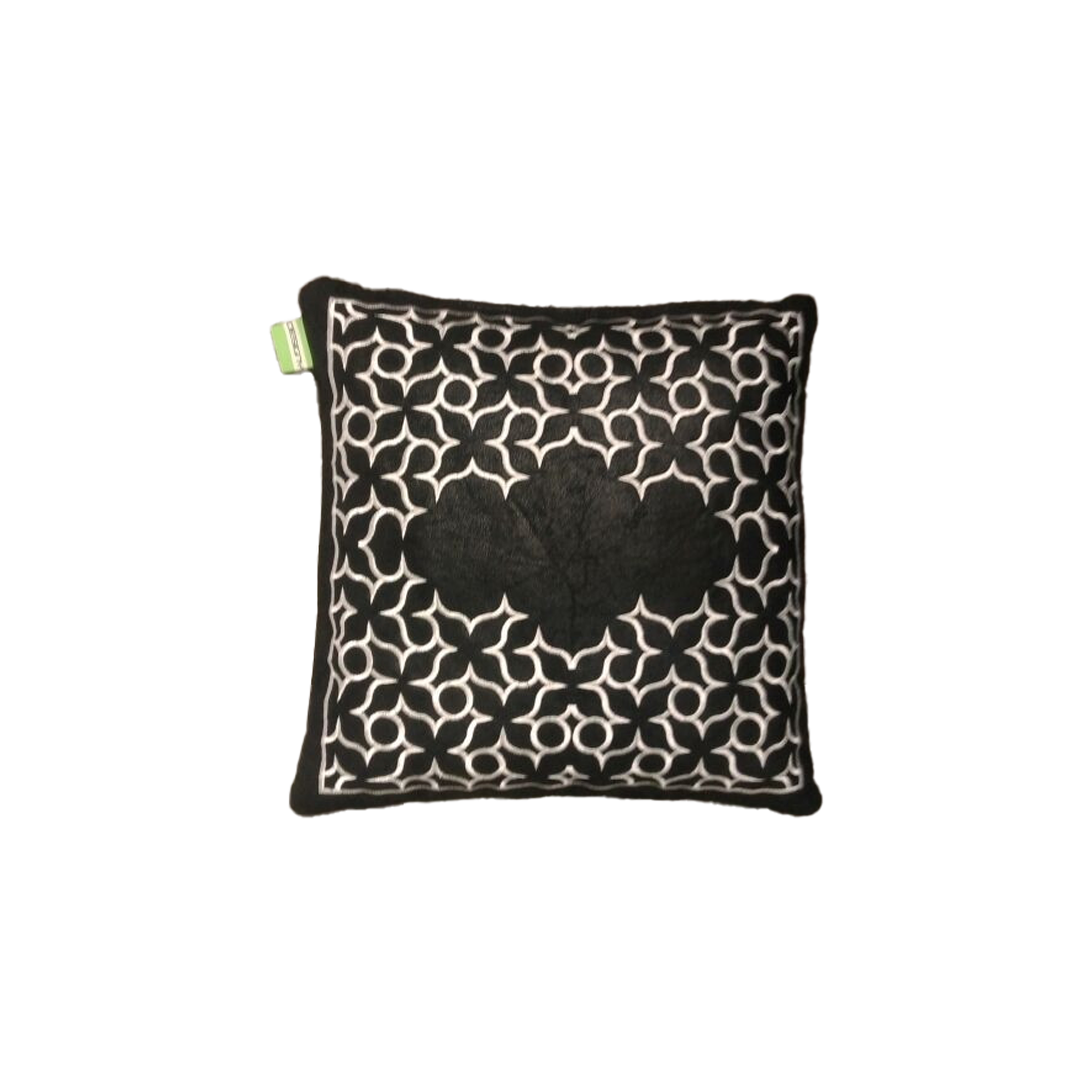CUSHION india Black Leather Effect /White
