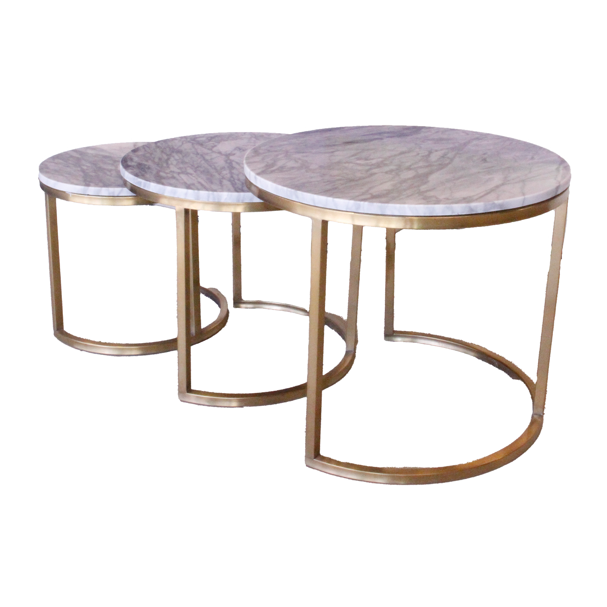 Sinatra Nesting Tables Iron 3 pc with Glass