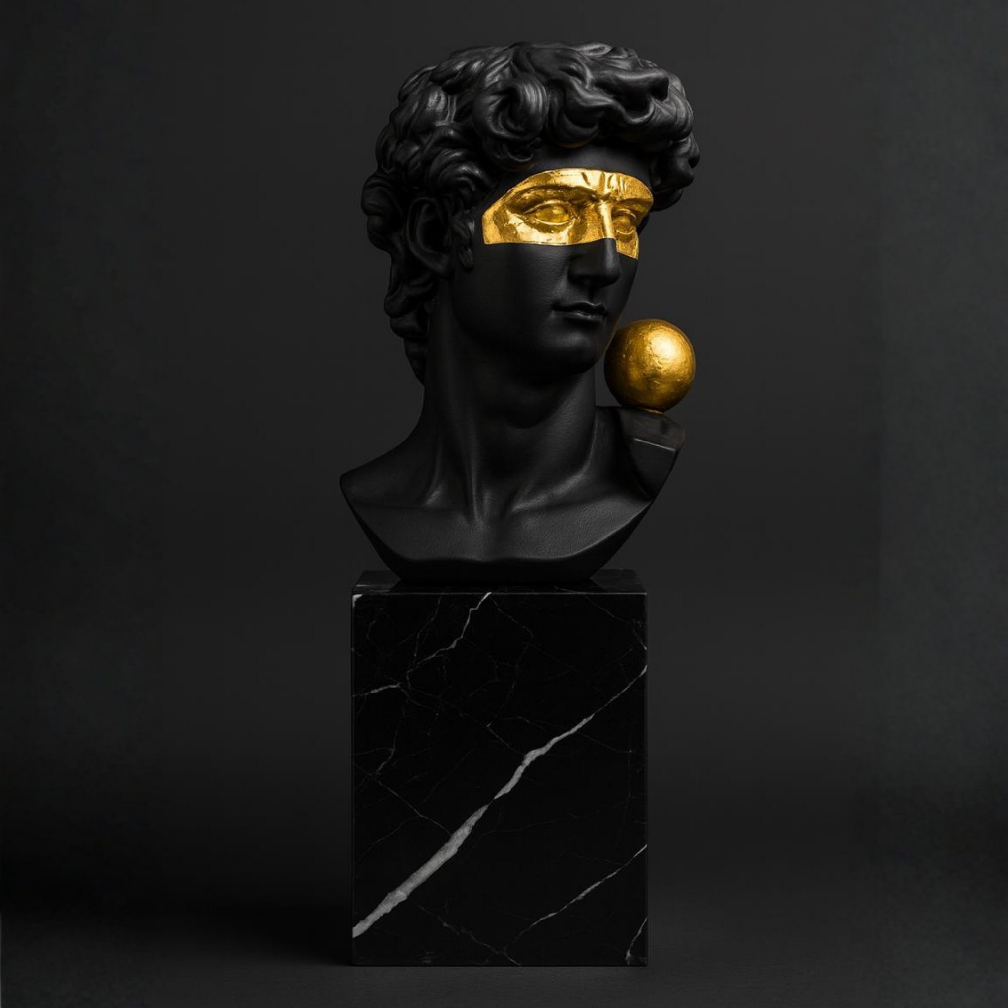 David Black Statue with Gold Mark