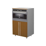 90 Cm. Gray High Gloss Medium Base Oven Unit with Shelf & 2 Doors