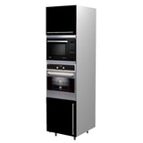 60 Cm. Black High Gloss Tall Oven/Microwave Unit Left