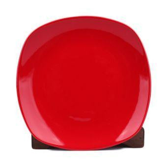 NC SEMI SQUARE 19 CM FLAT PLATE (RED-PRISMA)