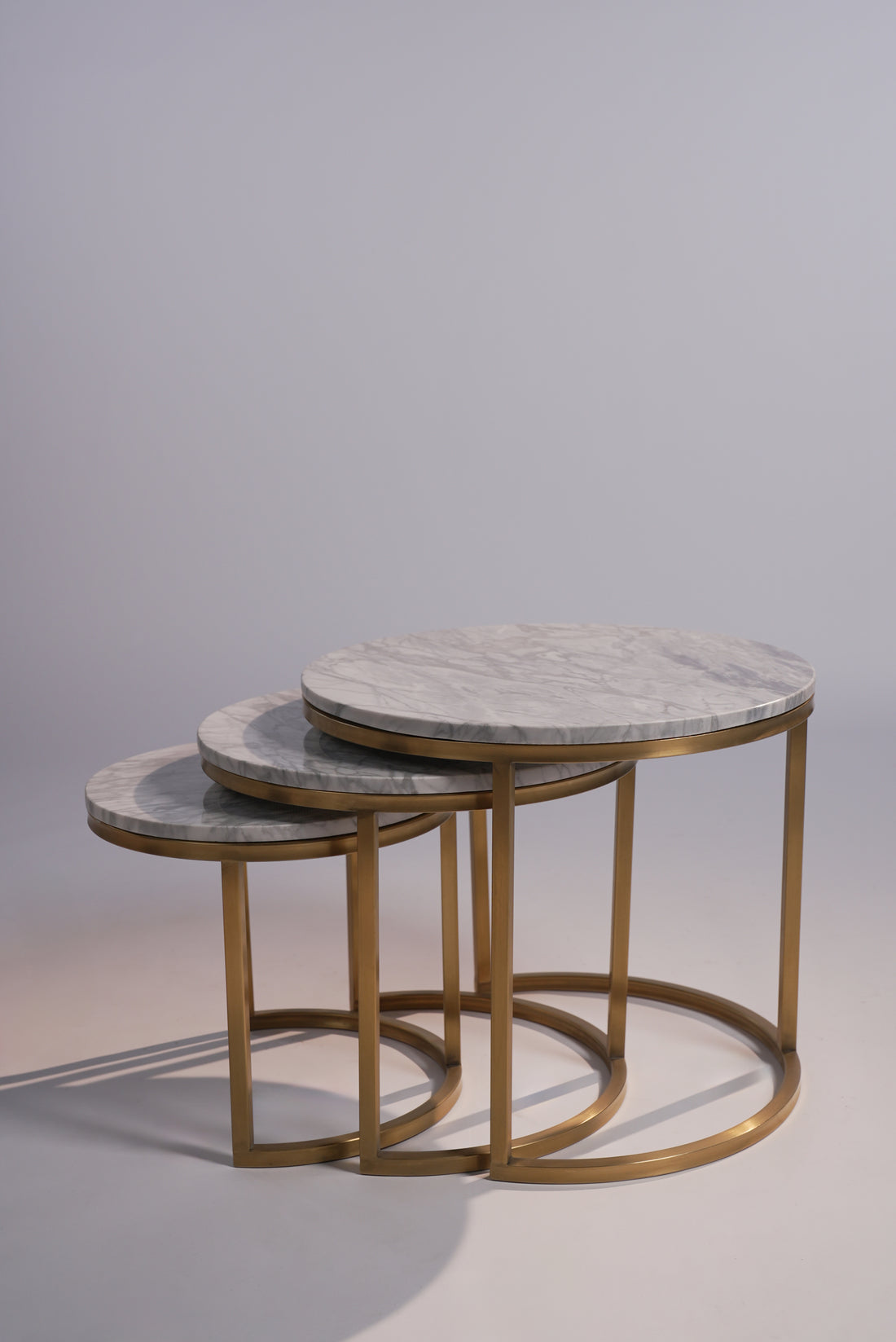 Sinatra Nesting Tables Iron 3 pc with Glass