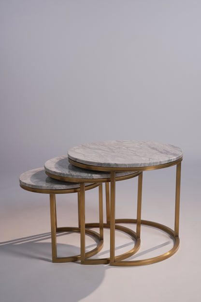 Sinatra Nesting Tables Iron 3 pc with Glass
