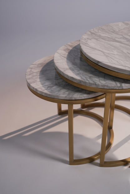 Sinatra Nesting Tables Iron 3 pc with Glass