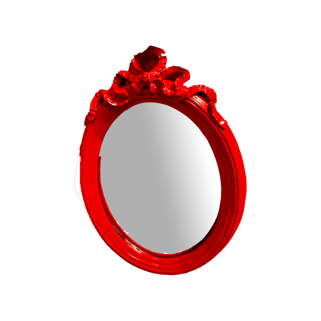 Oval Red Mirror