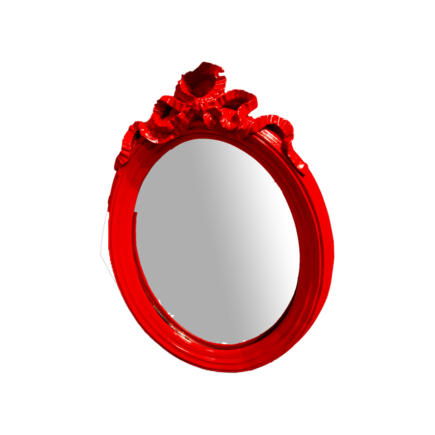 Oval Red Mirror