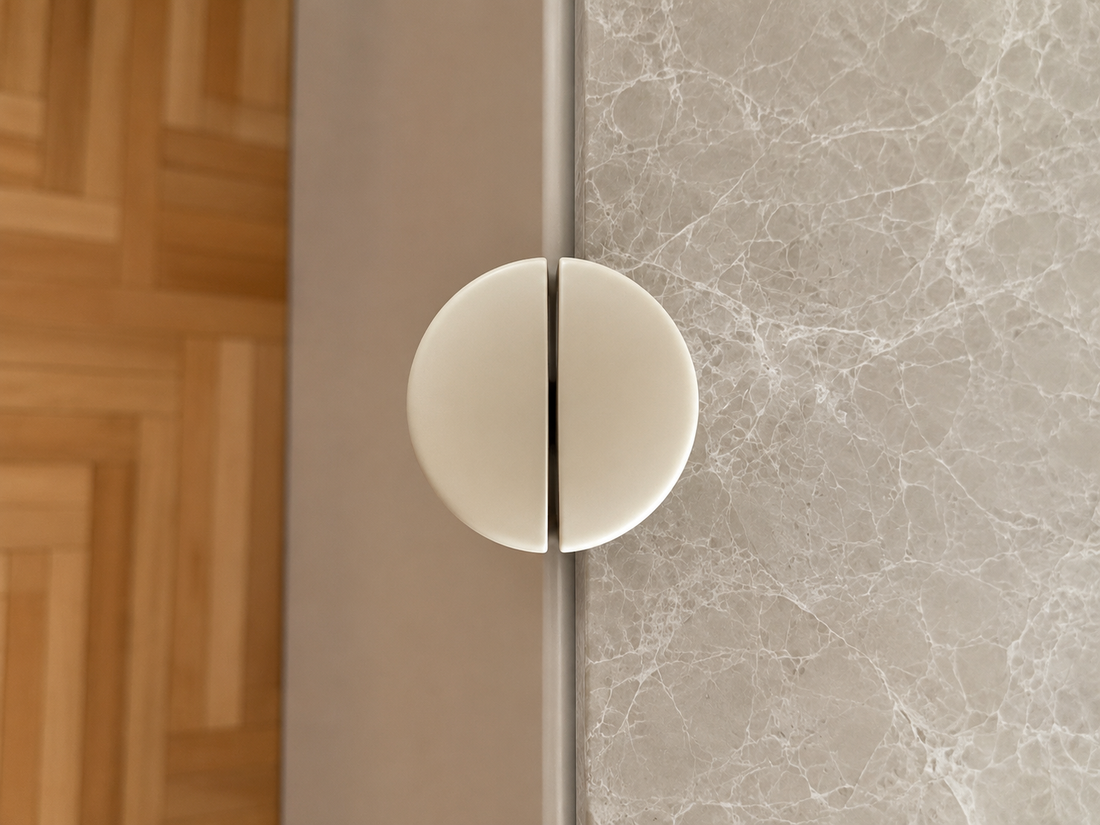 Semicircle Cabinet Pull, Two-Piece Wooden Handle