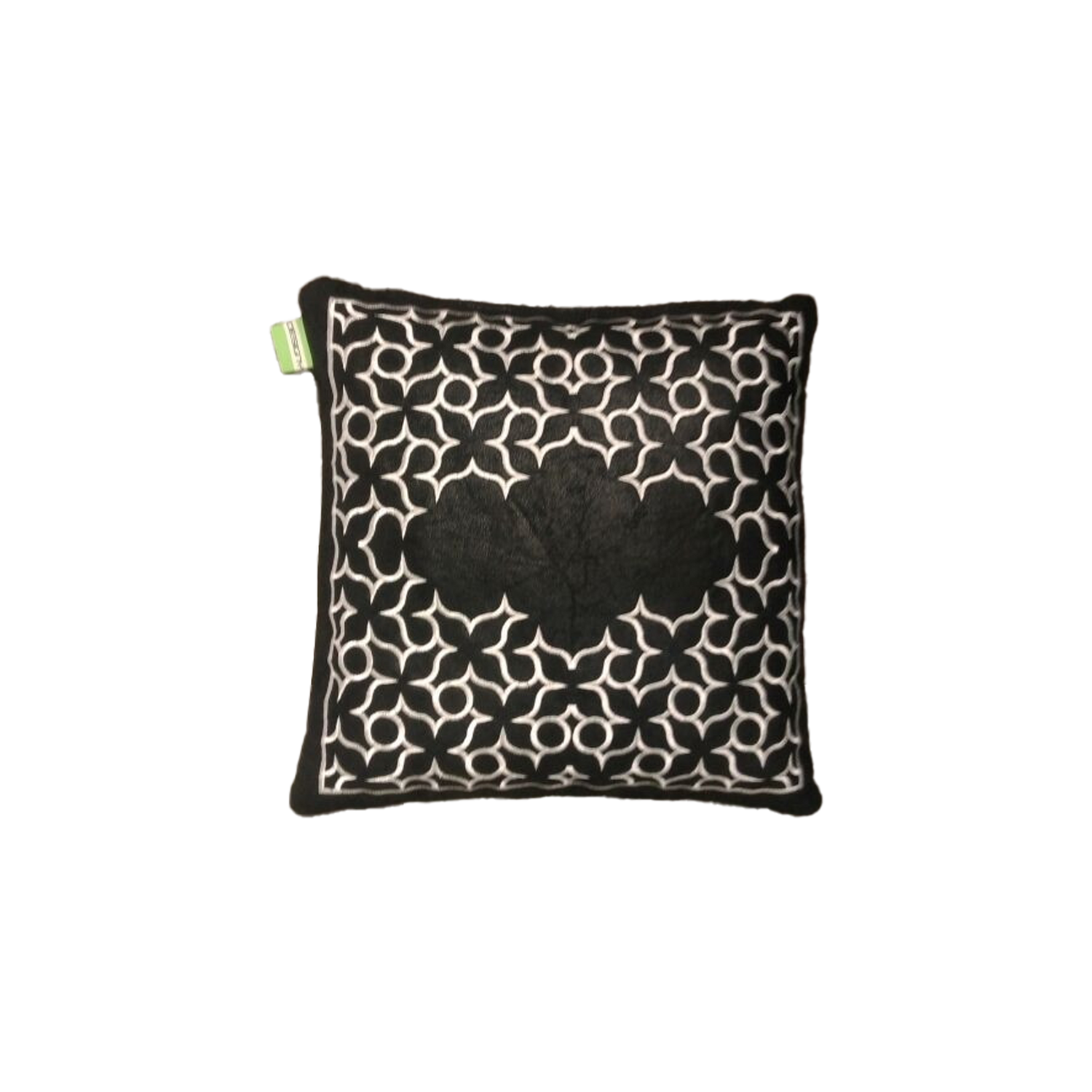 CUSHION india Black Leather Effect /White