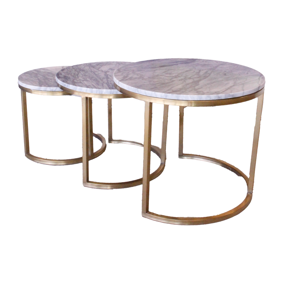 Sinatra Nesting Tables Iron 3 pc with Glass