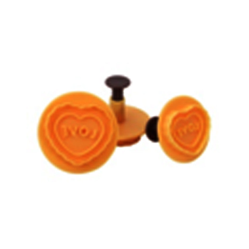 Assorted sugar-dough cutter with expelling piston, heart LOVE shape