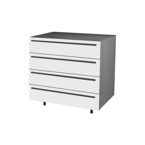 90 Cm. White Laminated Drawers Unit with 4 Drawers