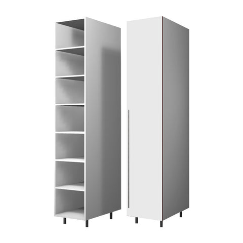 45 Cm. White Laminated Wardrobe (White Interior ) with Shelves Right