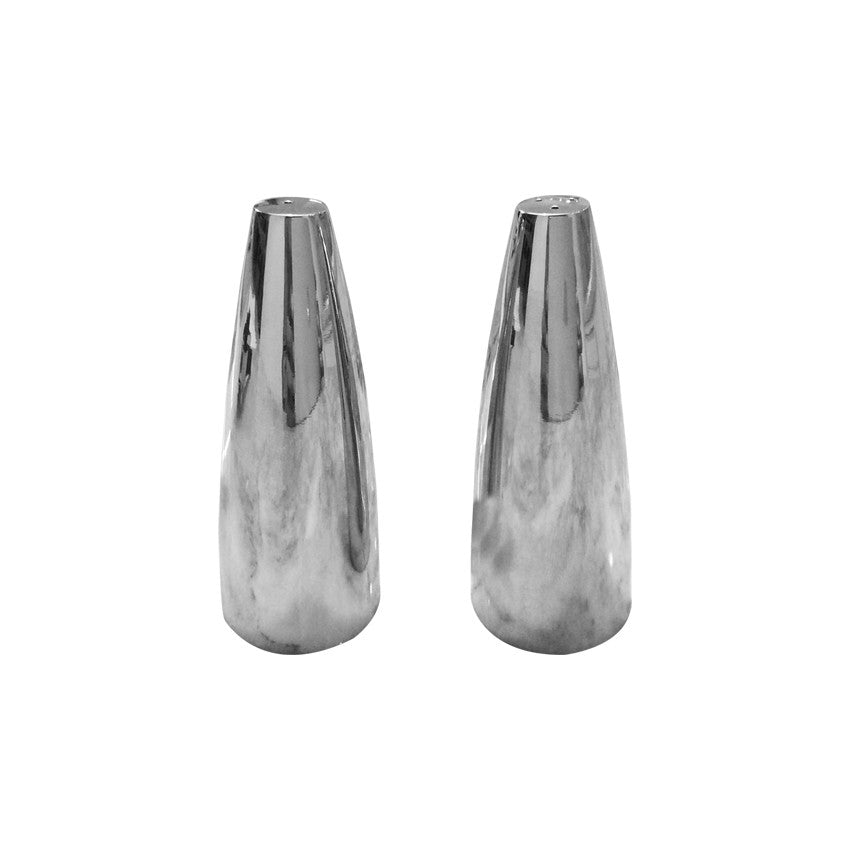 SALT &amp; PEPPER SHAKER SET BIG CYLINDRICAL -2 PCS -PLATINUM