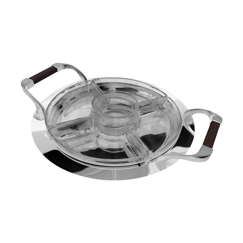 MONACO SERVING DISH 5 PLATES (ROUND-WOODEN HANDLE)