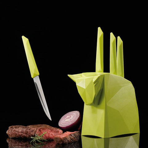 Knife Stand with Steak Knives_PABLO mustard green with mustard green_K2