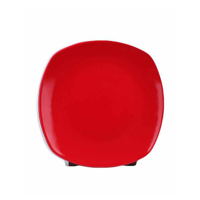 NATURAL CERAMIC 28 CM FLAT PLATE RED PRISMA