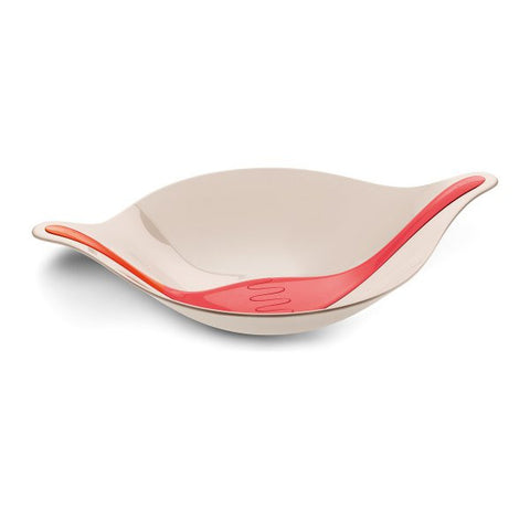 Salad bowl with servers 3l_LEAF L+taupe with coral_P1/4