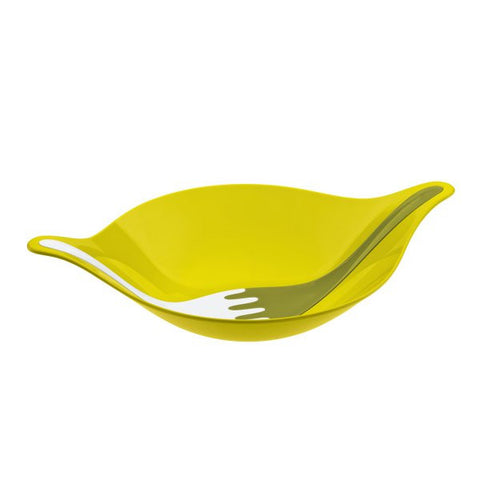 Salad bowl with servers 3l_LEAF L+white with coral/mustard green_P1/4