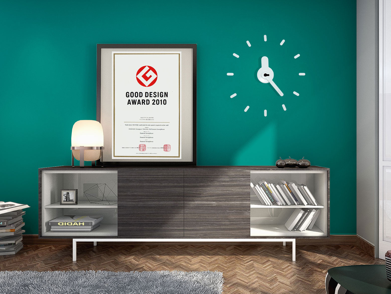 On-time wall clock Snow Black