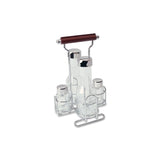 VIENNA SALT- PEPPER-OIL-VIN SET (LEATHER HANDLE)