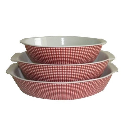 XXL - LARGE OVAL ROASTER ( VICHY SQUARE RED)